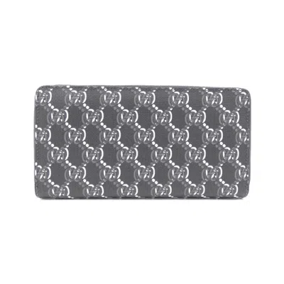 Pre-owned Gucci Gray White Coated Canvas Long Wallet (bi-fold) ()