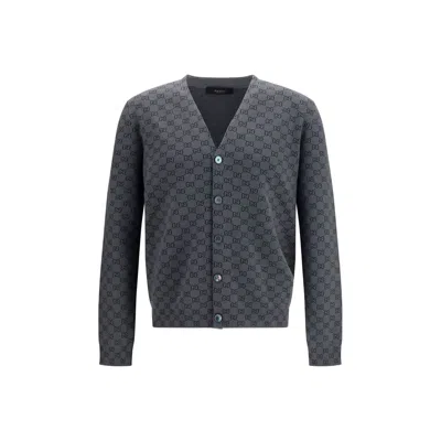 Gucci Gray Wool Oves Aries Cardigan