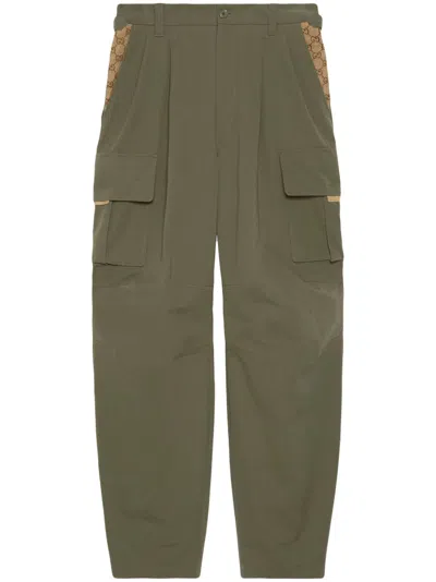 Gucci Gg Canvas-panel Cargo Pants In Green