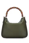 Gucci Bamboo Handle Cross-body Bag With Curved Design In Green