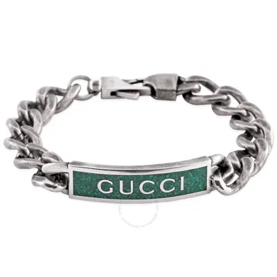 Gucci Green Enamel Station Bracelet In Metallic