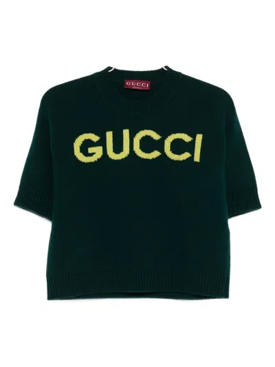 Gucci Women Logo Wool Sweater In Green