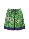 Gucci Green Flower Printed Silk Shorts