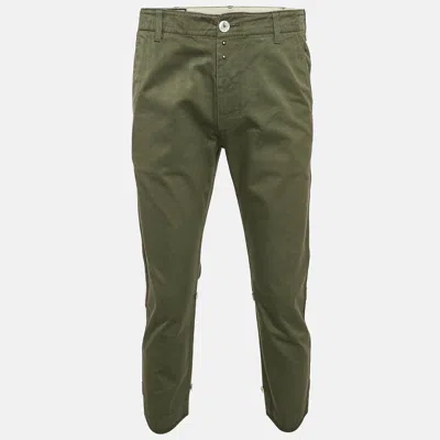 Pre-owned Gucci Green Gabardine Button Detail Jeans M Waist 32"