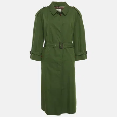 Pre-owned Gucci Green Gabardine Trench Coat L