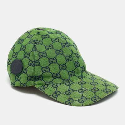Pre-owned Gucci Green Gg Canvas Baseball Cap M
