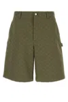 Gucci Olive Green Cotton Blend Bermuda Shorts In Green