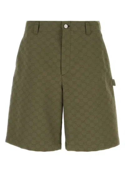 GUCCI GREEN GG CANVAS BERMUDA SHORTS