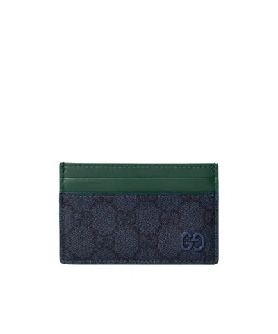 Gucci Green Gg Card Case In Black