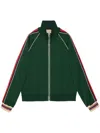 Gucci Gg Jacquard Jersey Zip Jacket In Green