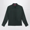 Gucci Women Silk Shirt With Diagonal Motif In Green