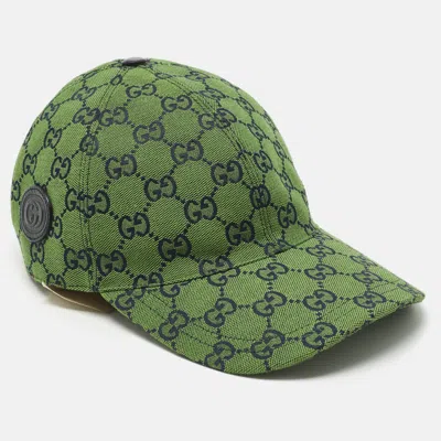Pre-owned Gucci Green Gg Supreme Canvas Baseball Cap L