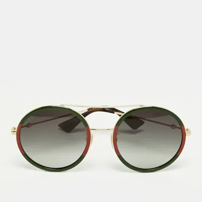 Pre-owned Gucci Green Gradient Gg0061s Round Sunglasses