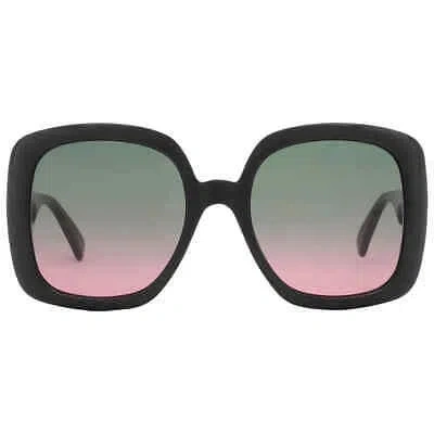 Pre-owned Gucci Green Gradient Square Ladies Sunglasses Gg0713s 002 55 Gg0713s 002 55