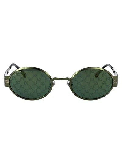 Gucci Green-green-green Metal Sunglasses