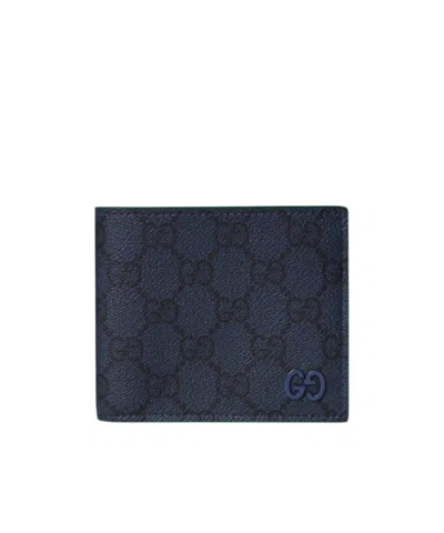 Gucci Green Interior Gg Bi-fold Wallet In Blue