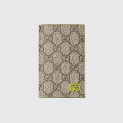 Gucci Green Interior Gg Long Card Case In Beige