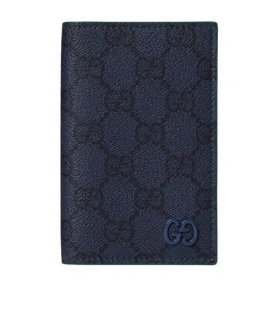 Gucci Green Interior Gg Long Card Case In Blue