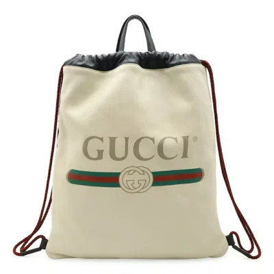 Pre-owned Gucci Green Ivory Red Color Leather Backpack Pouch Tote Bag ()