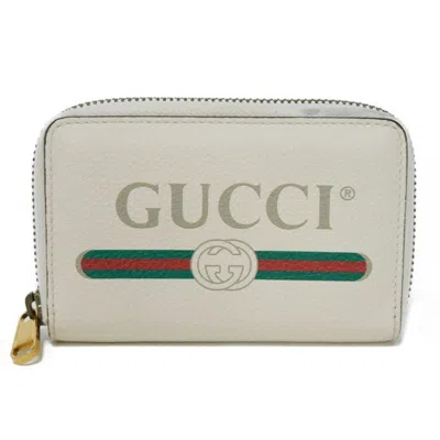 Pre-owned Gucci Green Ivory Red Color Leather Coin Purse/coin Case ()