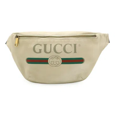 Pre-owned Gucci Green Ivory Red Color Leather Fanny Pack Sling Bag ()
