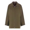 Gucci Gg Monogram Leather-trimmed Oversized Jacket In Green