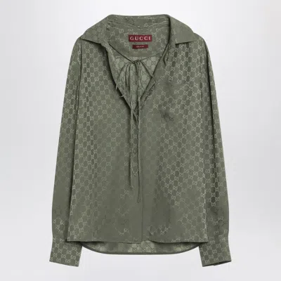Gucci Green Jacquard Gg Silk Shirt Women