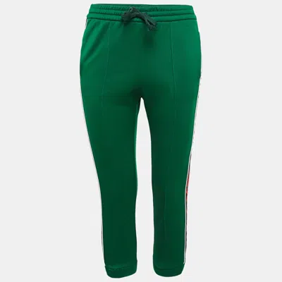 Pre-owned Gucci Green Jersey Side Stripe Detail Technical Joggers Xxs