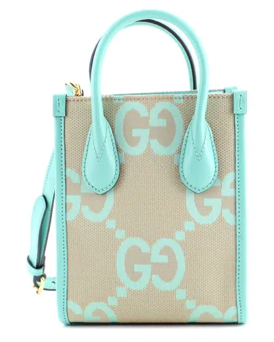 Gucci Green Jumbo Gg Canvas Vertical Tote Mini (authentic Pre-loved) In Multi