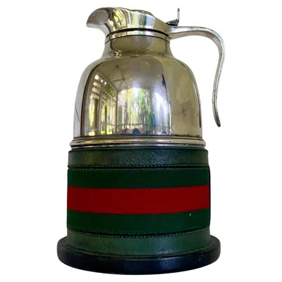 Pre-owned Gucci Green Leather And Silvered Metal Thermos
