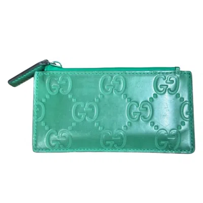 Pre-owned Gucci Green Leather Coin Purse/coin Case ()