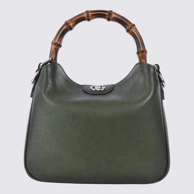 GUCCI GREEN LEATHER DIANA MEDIUM TOP HANDLE BAG