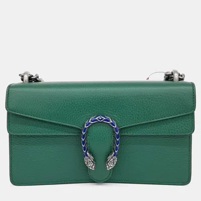 Pre-owned Gucci Green Leather Dionysus Chain Shoulder Bag