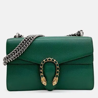 Pre-owned Gucci Green Leather Dionysus Chain Shoulder Bag