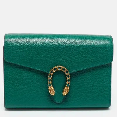 Pre-owned Gucci Green Leather Dionysus Wallet On Chain