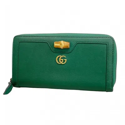 Pre-owned Gucci Green Leather Long Wallet (bi-fold) ()