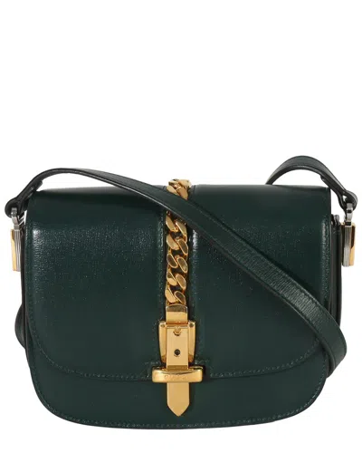 Gucci Green Leather Mini Sylvie 1969 Bag (authentic Pre-loved) In Black