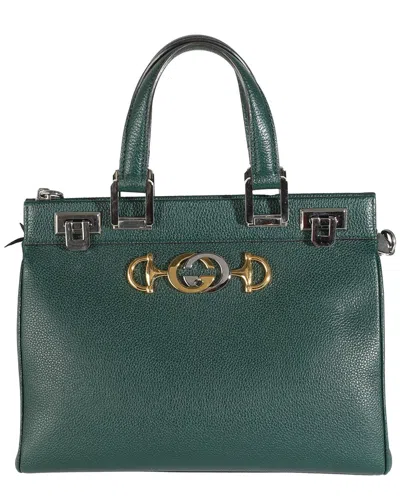 Gucci Green Leather Small Zumi Top Handle Bag (authentic Pre-loved)