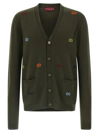 GUCCI MEN GREEN LOGO CARDIGAN, XL LUXURY SWEATERS & KNITWEAR FOR MEN DARVEYS