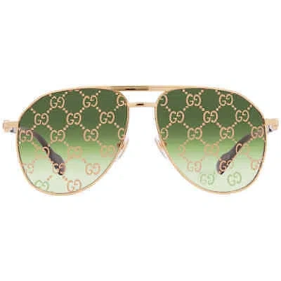 Pre-owned Gucci Green Logo Pilot Men's Sunglasses Gg1220s 004 59 Gg1220s 004 59