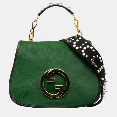 Pre-owned Gucci Green Medium Pony Hair Blondie Flap Bag