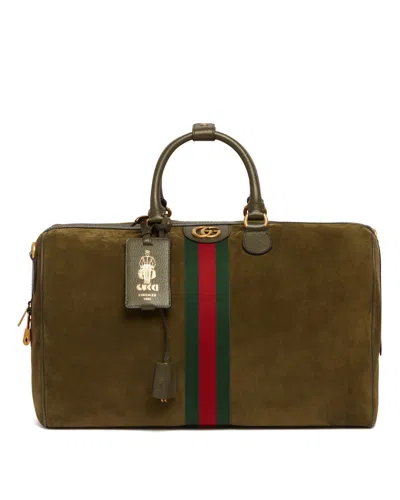 Gucci Green Medium Savoy Duffle Bag In Brown