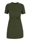 Gucci Green Mini Dress With Gg Buckle Belt In Fabric Woman In Green