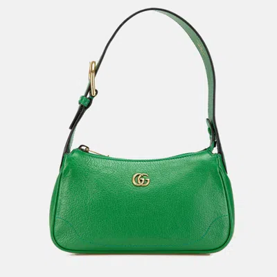Pre-owned Gucci Green Mini Leather Aphrodite Shoulder Bag