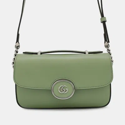 Pre-owned Gucci Green Mini Leather Petite Gg Satchel