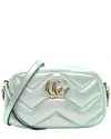 Gucci Green Nappa Leather Small Gg Marmont Chain Shoulder Bag (authentic Pre-  Loved)