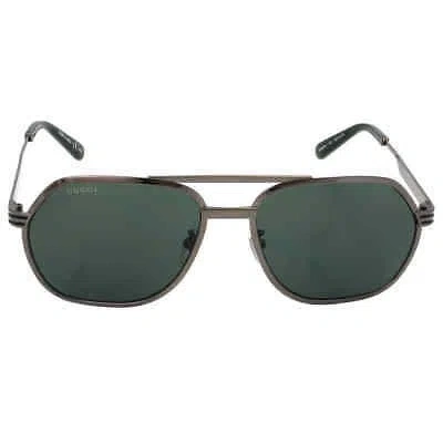 Pre-owned Gucci Green Navigator Men's Sunglasses Gg0981s 002 60 Gg0981s 002 60