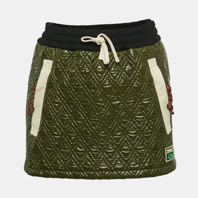Pre-owned Gucci Green Nylon Quilted Mini Skirt Xs