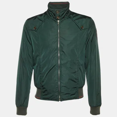 Pre-owned Gucci Green Nylon Zip Up Bomber Jacket M