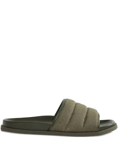Gucci Green Open Toe Slides